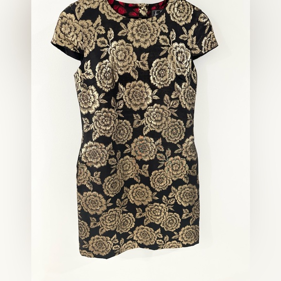 Sam Edelman Brocade Cap Sleeve Dress Black Size 4 - Picture 4 of 6